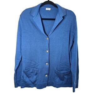 Vintage Maus & Hoffman 100% Wool Cardigan Blazer Size M Gold Buttons Sweater USA